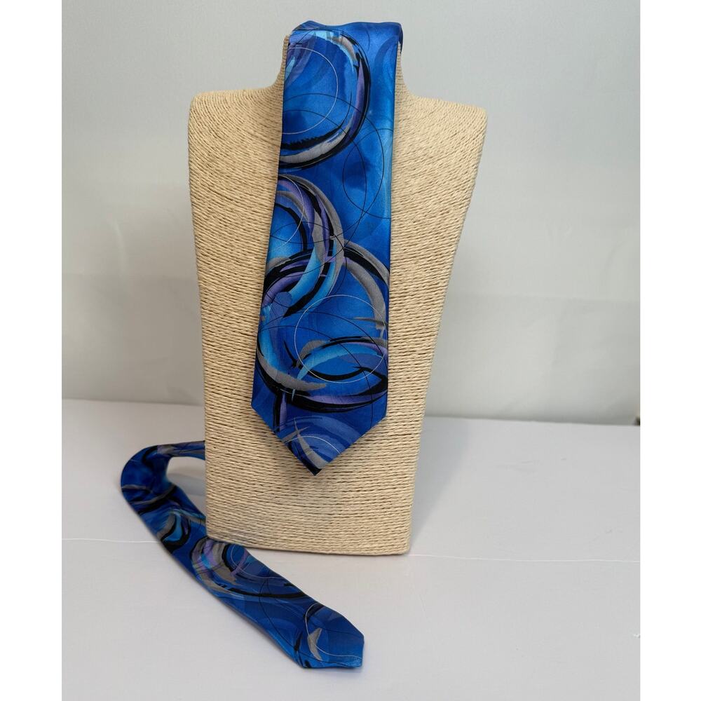 Garcia Clockworks 100% Silk Tie Collection 61 Bold Blue Abstract Art